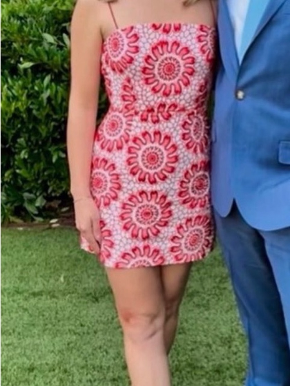 Red and White Patterned Mini Dress
